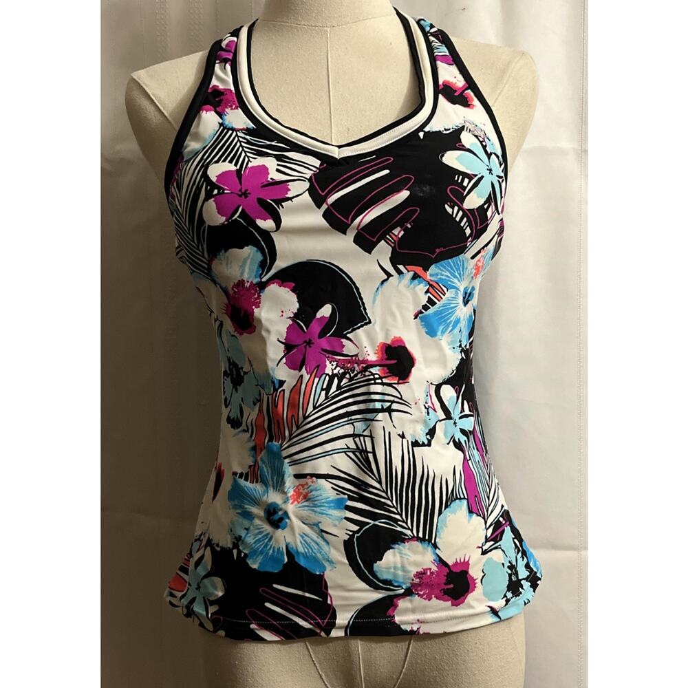 Swimsuit Top by ZeroXposur White Black Teal Fucia Racerback Size X-Small